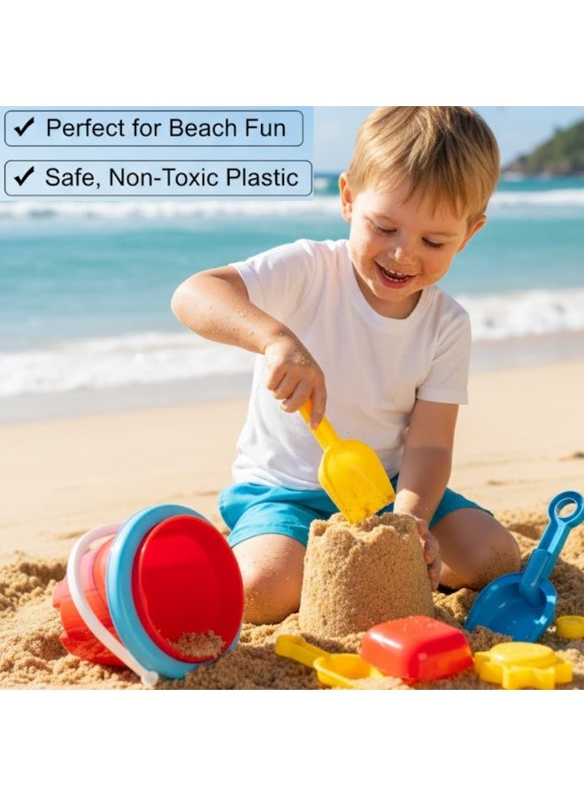 لوكاداه مجموعة ألعاب رمل الشاطئ، مع حقيبة شبكية، ودلو رمل ملون، وألعاب نموذجية، ومجرفة، ومشط، مجموعة ألعاب شاطئ خارجية بلاستيكية غير سامة للأطفال الصغار، الأولاد والبنات - Image 3